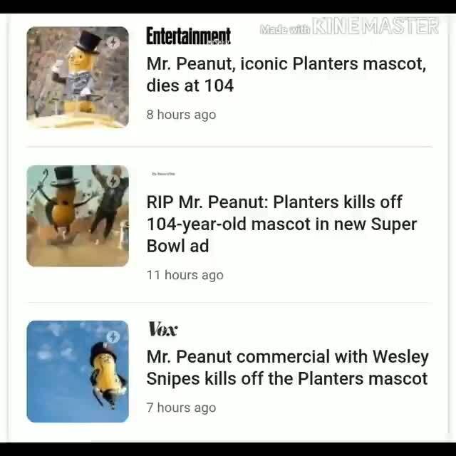 Entertainment Mr. Peanut, iconic Planters mascot, dies at 104 RIP Mr