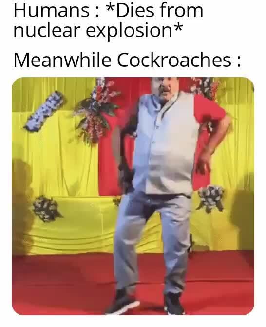 Humans: *Dies from nuclear explosion* Meanwhile Cockroaches : - iFunny