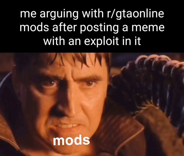 Me arguing with mods after posting a meme with an exploit in it mods ...