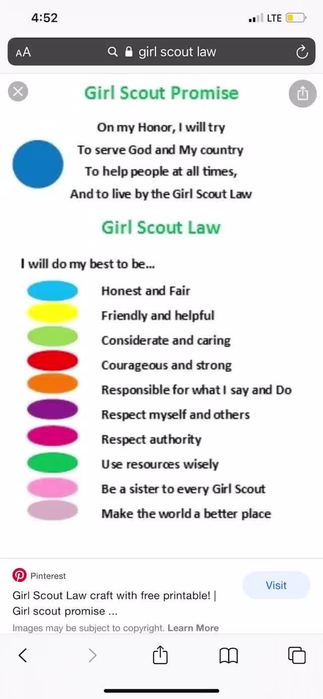 Lte Aa Q Girl Scout Law Girl Scout Promise On My Honor I Will Try To Serve God And My Country