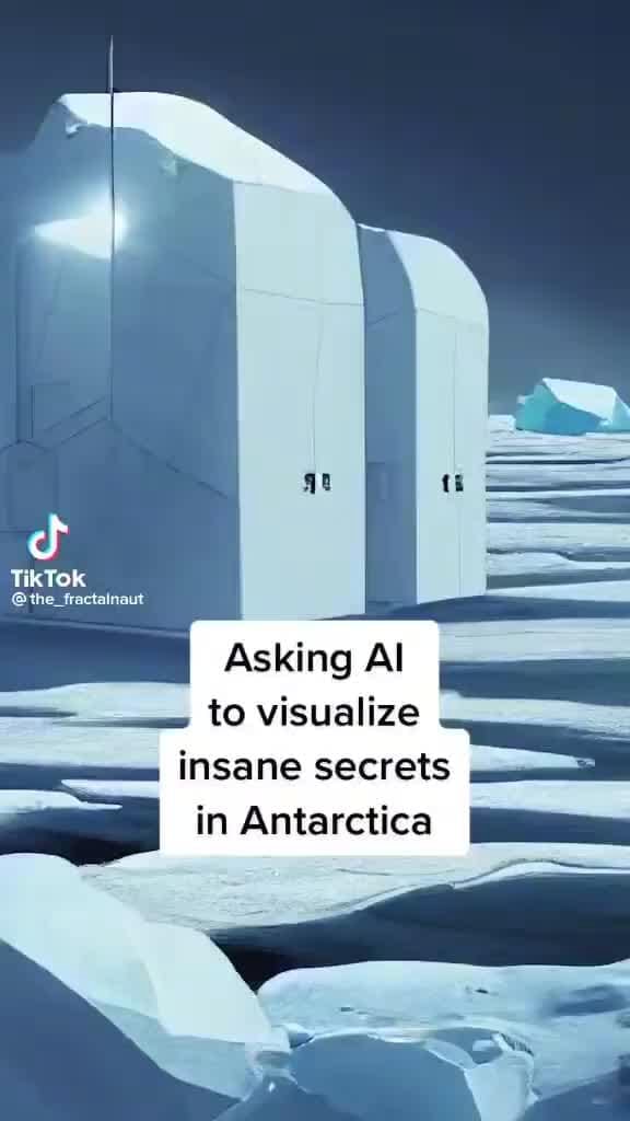 Abstract artistic visualization of Antarctic ice and auroras
