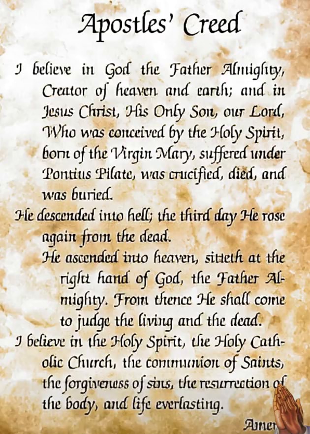 Apostles' Creed Believe In God The Father Almighty, Creator Of Heaven 