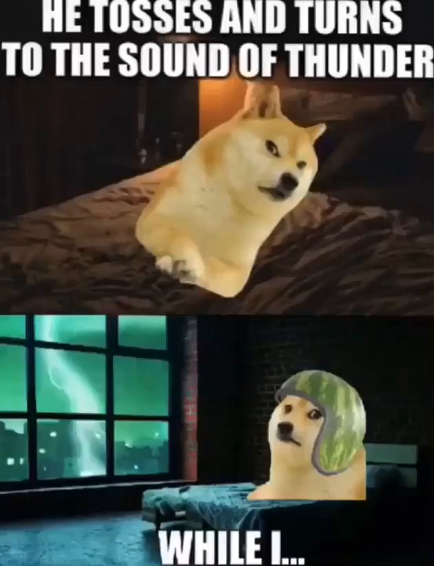 HE TOSSES AND TURNS TO THE SOUND, OF THUNDER oe WHILE iFunny