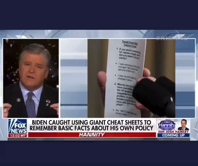 BIDEN CAUGHT USING GIANT CHEAT SHEETS TO COMING. ox REMEMBER BIDEN ...