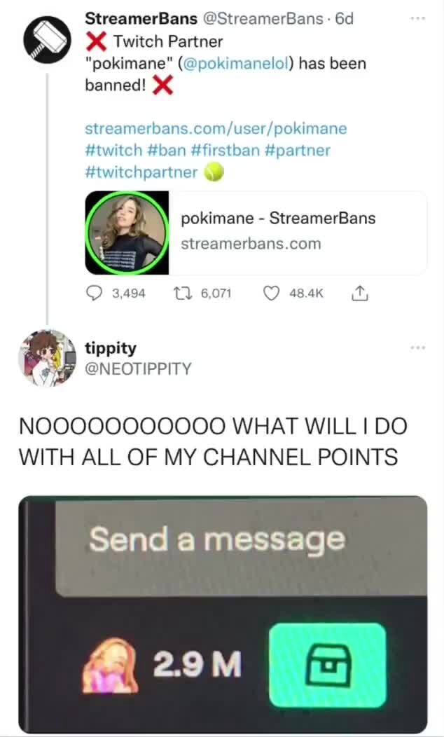 StreamerBans StreamerBans X Twitch Partner "pokimane" (pokimanelo