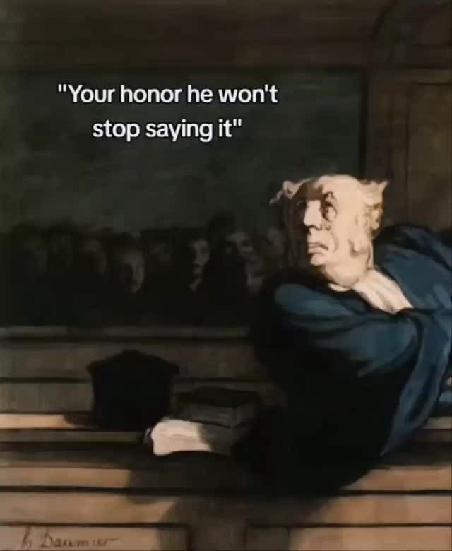 "Your honor he won't stop saying it" iFunny