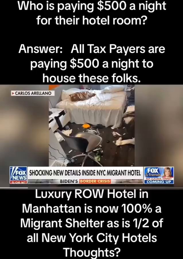 Who is paying 500 a night for their hotel room? Answer All Tax Payers
