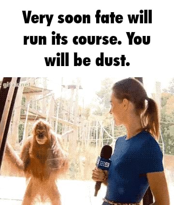 Very soon fate will run its course. You will be dust. - iFunny