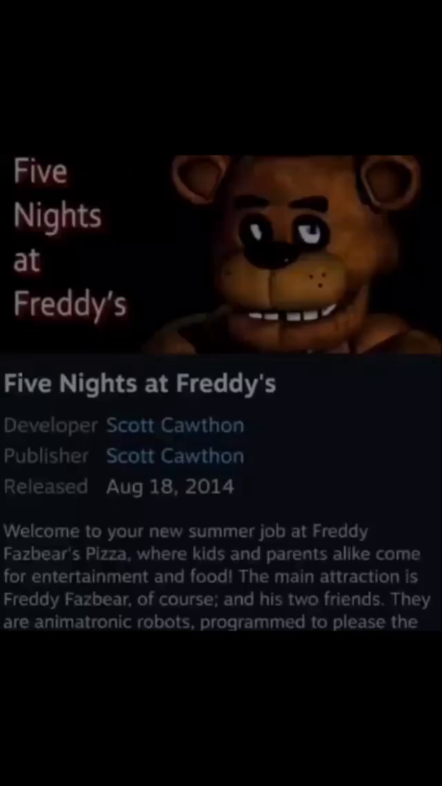 Five at Freddy's Five Nights at Freddy's Developer Scott Cawthon ...