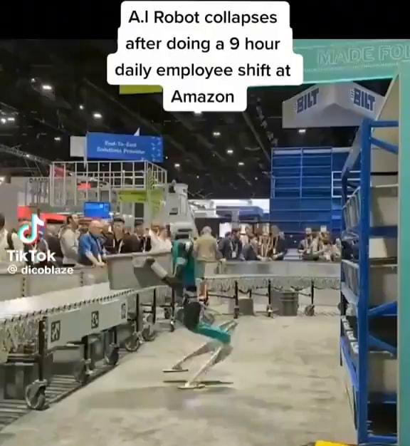 Al Robot collapses after doing a 9 hour daily employee shift at Amazon ...