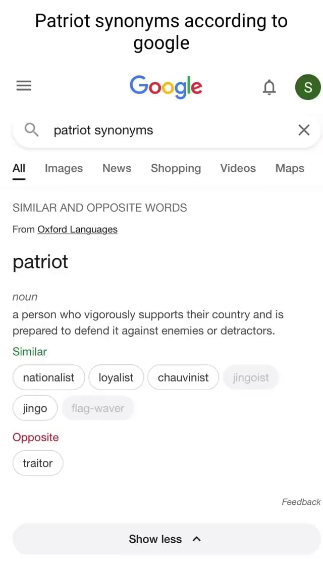 What Is The Synonyms Of Patriot