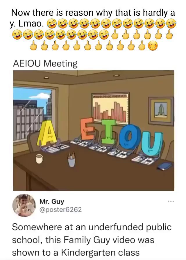 Now there is reason why that is hardly a y. Lmao. AEIOU Meeting ...