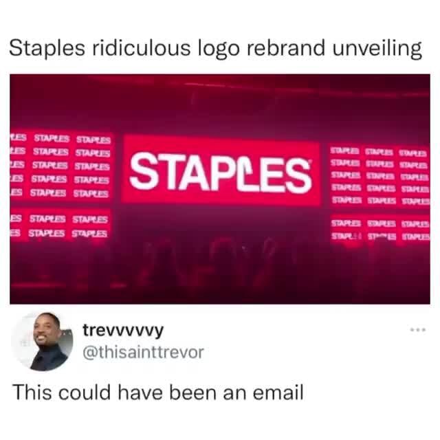 Staples ridiculous logo rebrand unveiling STAPLES This could have been