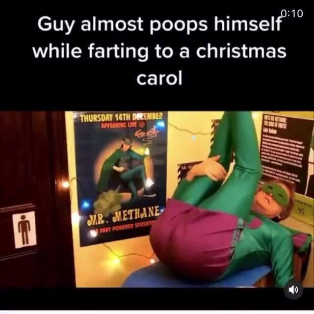 Guy almost poops himself while farting to a christmas carol iFunny