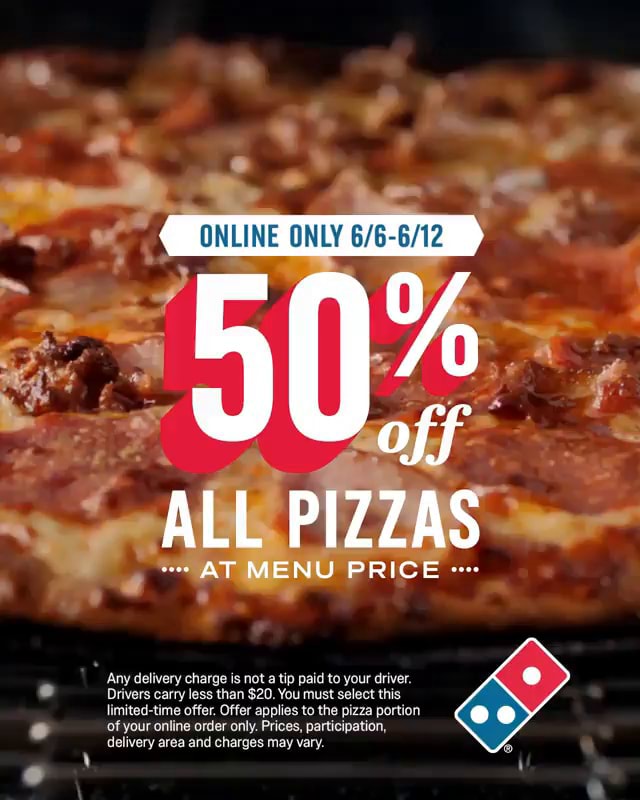 ONLY off ALL PIZZAS AT MENU PRICE Any delivery charge is not a tip paid
