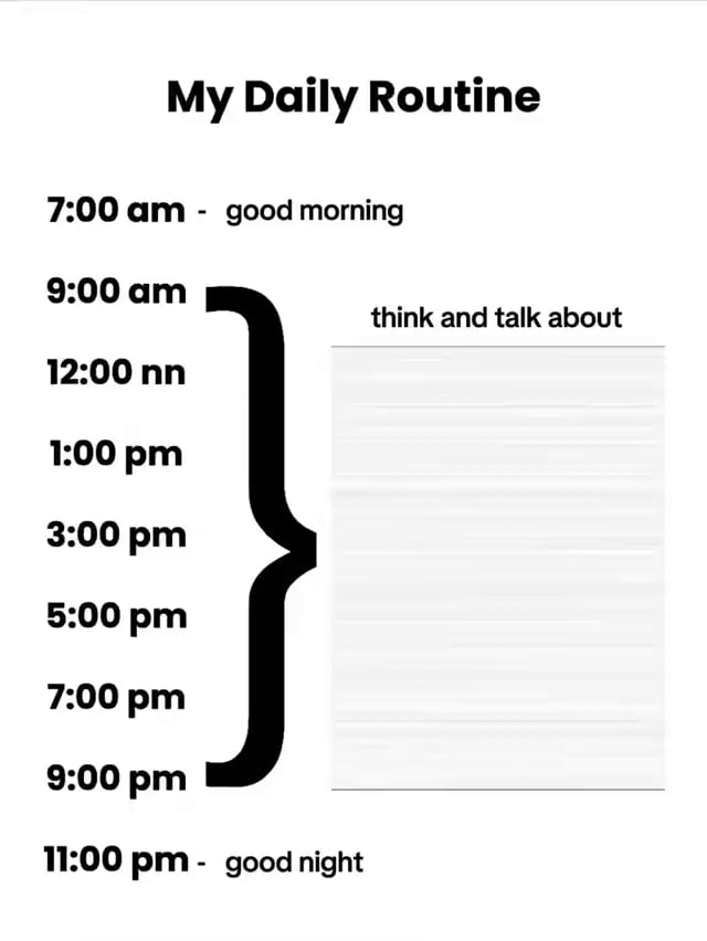 Funny 9pm Routine Graphics My Daily Routine am - good morning am think and talk about nn pm pm pm ...