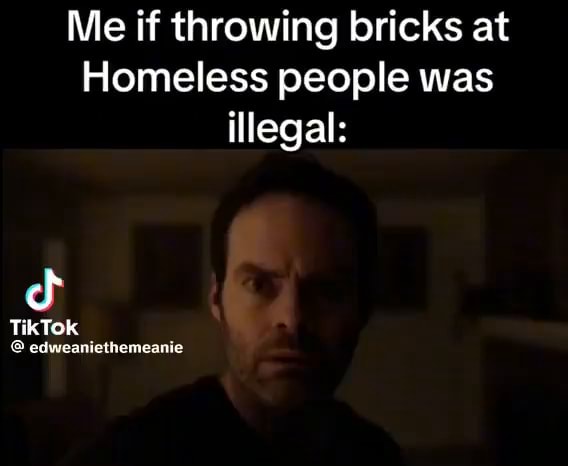 Me If Throwing Bricks At Homeless People Was Illegal Tiktok Edweaniethemeanie Ifunny 9920