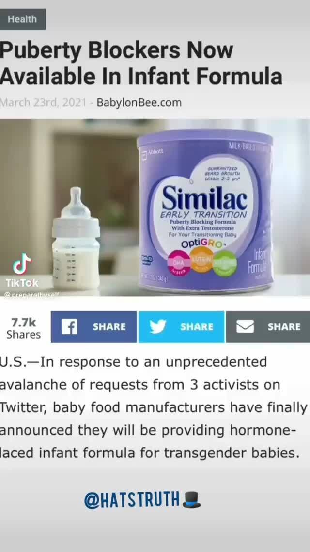 Health Puberty Blockers Now Available In Infant Formula EARLY ...