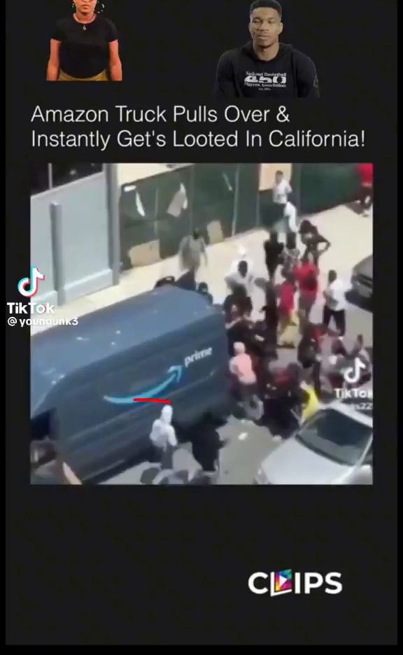 Riser le Amazon Truck Pulls Over & Instantly Get's Looted In California