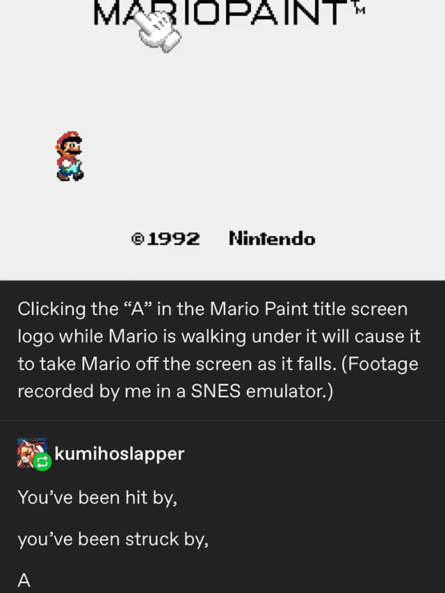 PAINT Nintendo Clicking the "A" in the Mario Paint title screen logo