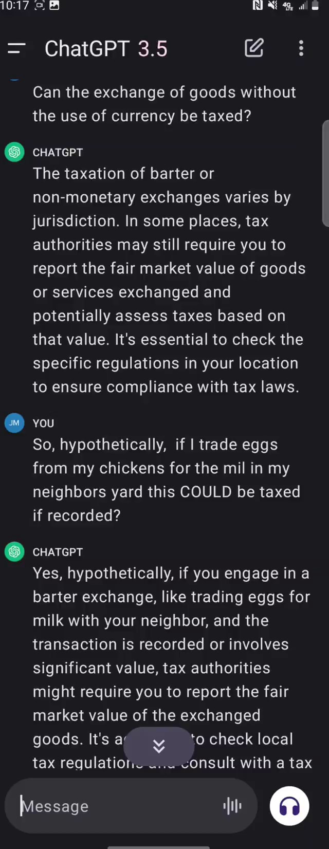 WW ChatGPT 3.5 Gi Can the exchange of goods without the use of