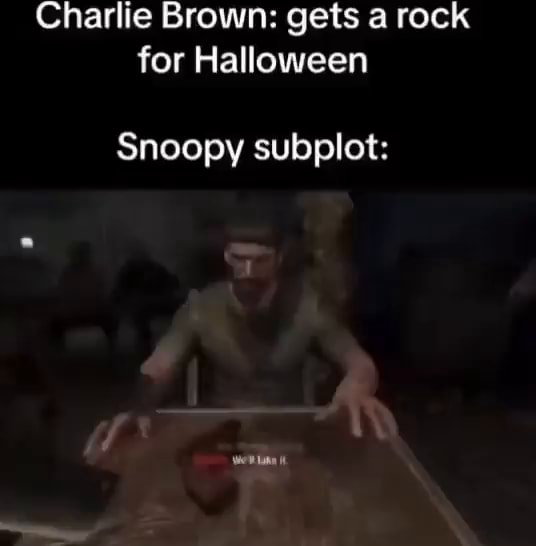 Charlie Brown: gets a rock for Halloween Snoopy subplot: we - iFunny