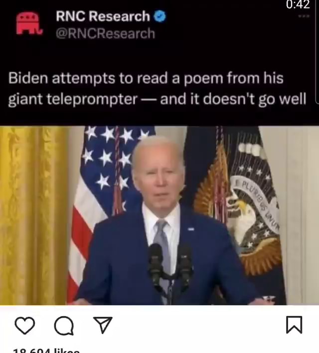 RNC Research @ Biden attempts to read a poem from his giant ...