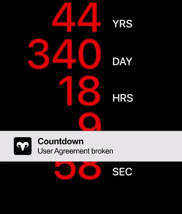 Countdown User Agreement broken iFunny