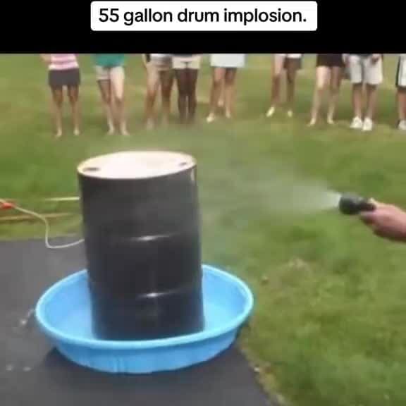 Ry 55 gallon drum implosion. iFunny
