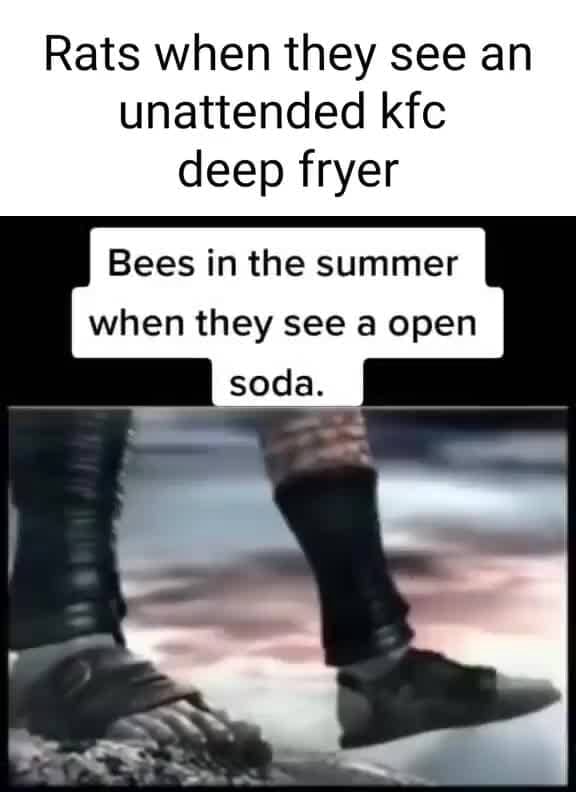 Rats when they see an unattended kfc deep fryer Bees in the summer when