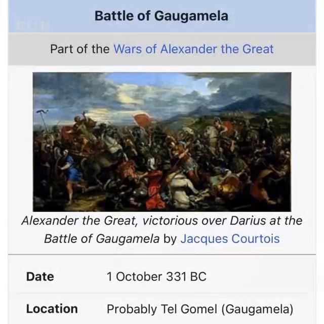 Battle of Gaugamela Part of the Wars of Alexander the Great As ...