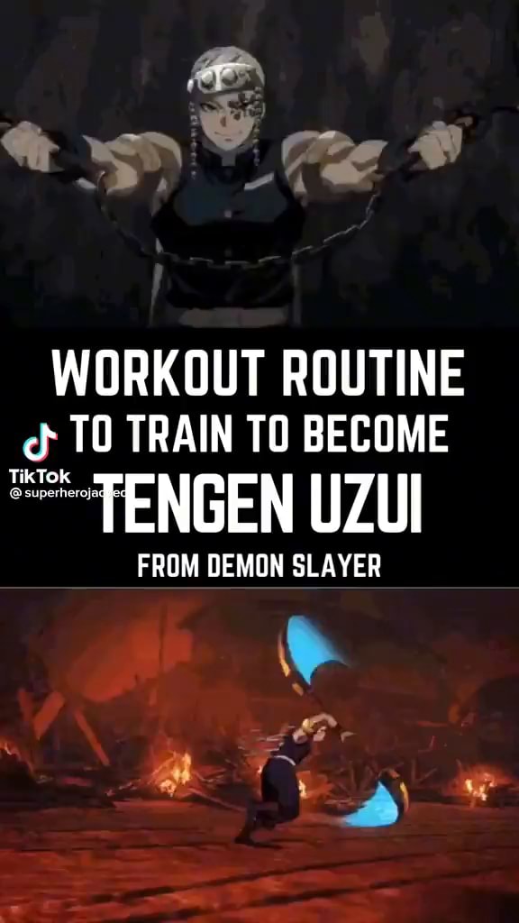 WORKOUT ROUTINE TO TRAIN TO BECOME TikTok TENGEN UZUI FROM DEMON SLAYER ...