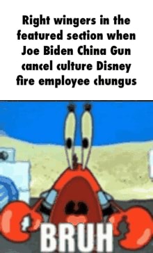 Gif Description Right Wingers In The Featured Section When Joe Biden China Gun Cancel Culture Disney Fire Employee Chungus Ifunny