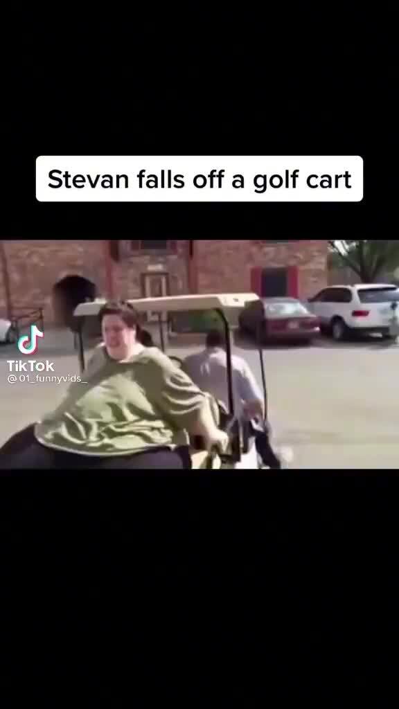 Stevan falls off a golf cart TikTok iFunny