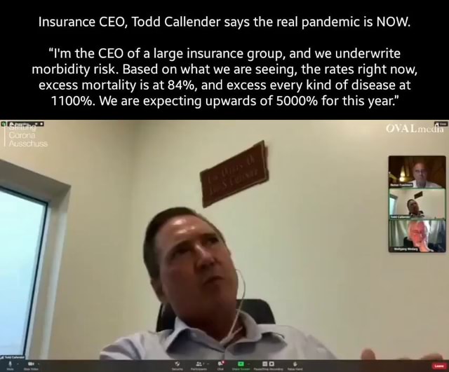 Insurance CEO, Todd Callender says the real pandemic is NOW. "I'm the