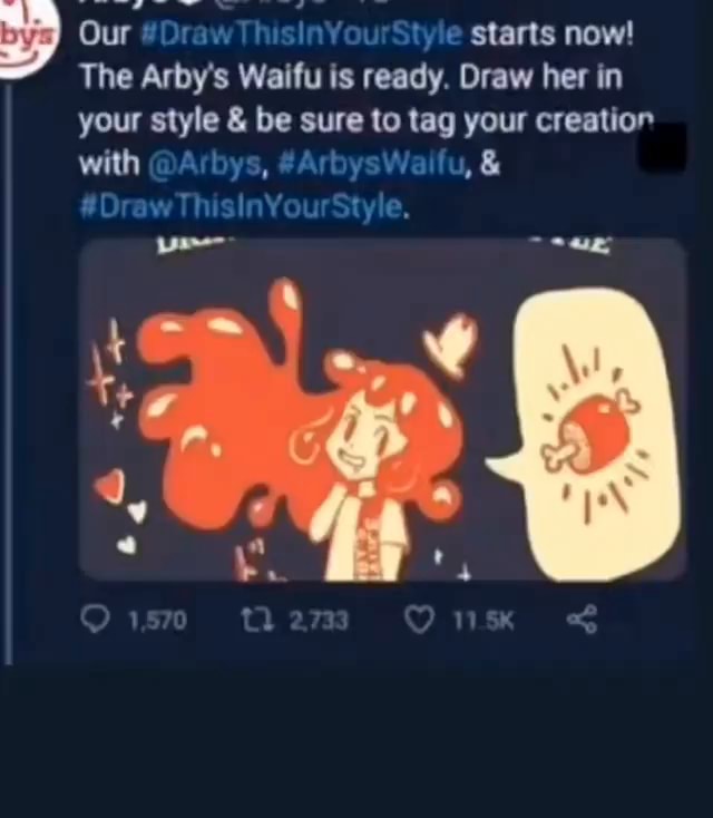 Our Draw starts now! The Arby's Waifu is ready. Draw her in your style