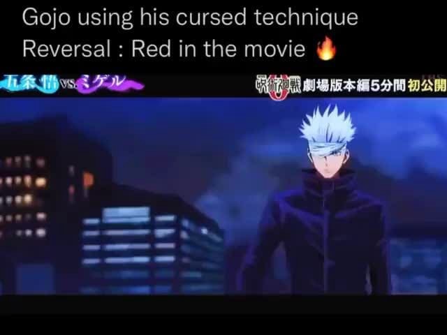 Gojo Using Red Gojo using his cursed technique Reversal : Red in the movie - iFunny