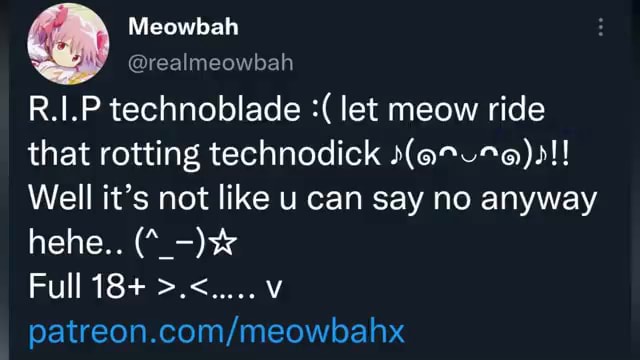 don't mess with techono#techonoblade#techonoedit#meowbah#ihatemeowbah#, meowbahh gulping technoblade