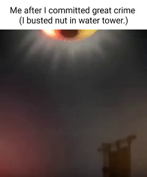 Me after I committed great crime busted nut in water tower.) - iFunny
