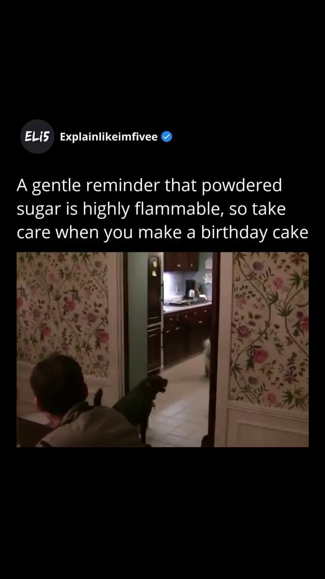 ELi5 Explainlikeimfivec A gentle reminder that powdered sugar is highly