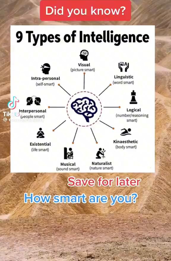 Did you know? 9 Types of Intelligence Intra-personal (word smart) s vom ...