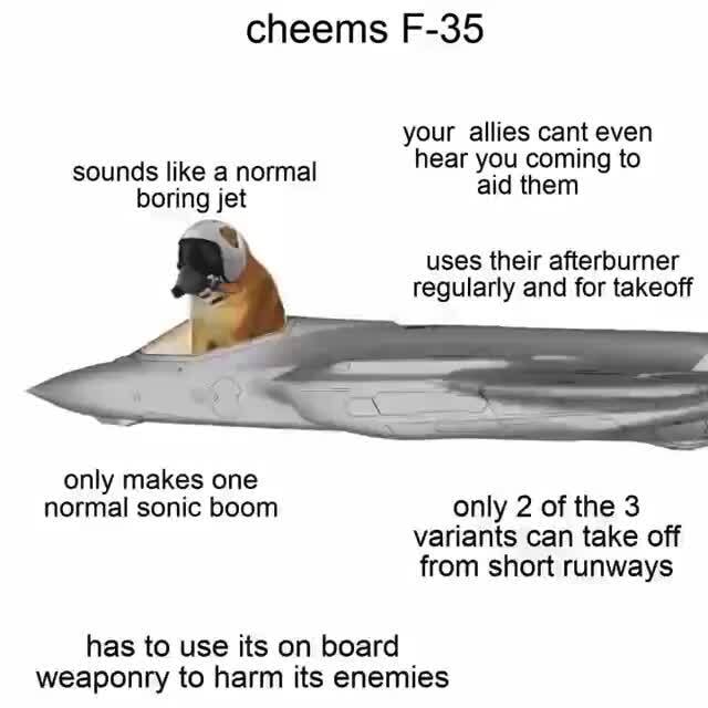 Cheems F-35 your allies cant even hear you coming to sounds like boring ...