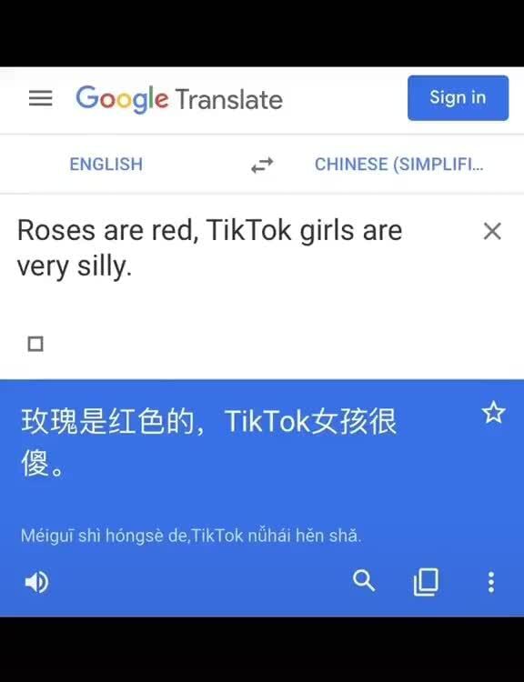 = Google Translate CHINESE (SIMPUFL. ENGLISH & Roses are red, TikTok