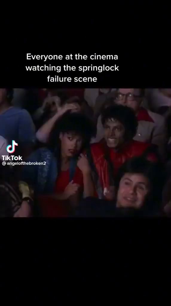 Everyone at the cinema watching the springlock failure scene TikTok ...