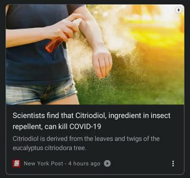 Scientists find that Citriodiol, ingredient in insect repellent, can
