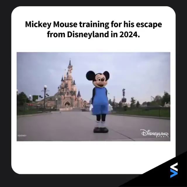 Mickey Mouse training for his escape from Disneyland in 2024. WA iFunny