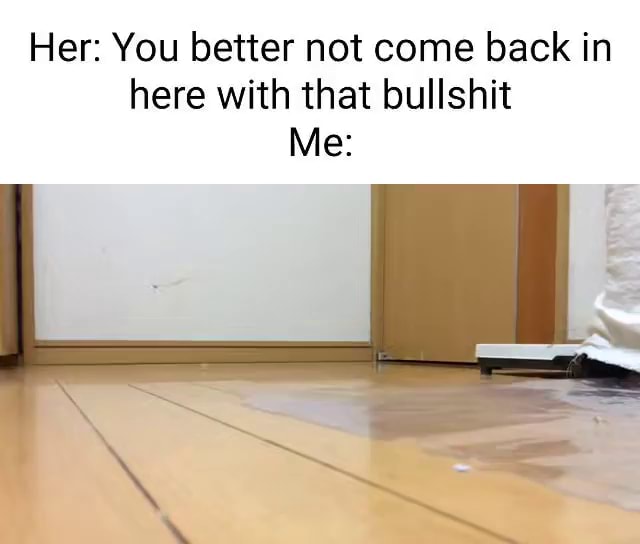 Her: You better not come back in here with that bullshit Me: - iFunny
