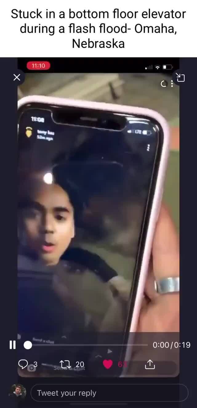 Stuck in a bottom floor elevator during a flash flood Omaha, Nebraska