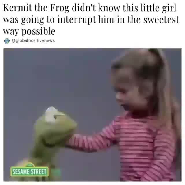 Kermit the Frog didn't know this little girl was going to interrupt him ...