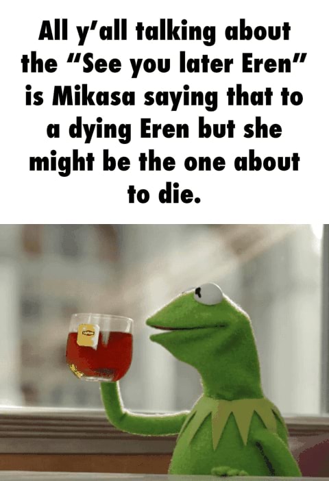 All Y All Talking About The See You Later Eren Is Mikasa Saying That To A Dying Eren But She Might Be The One About To Die